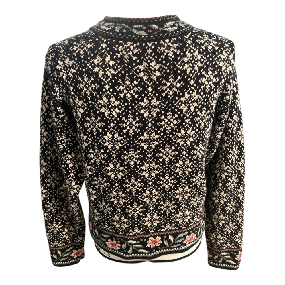 Nomadic Trading Nordic Fair Isle Cropped Cotton Sweater V-neck women’s Sz S - Picture 3 of 9